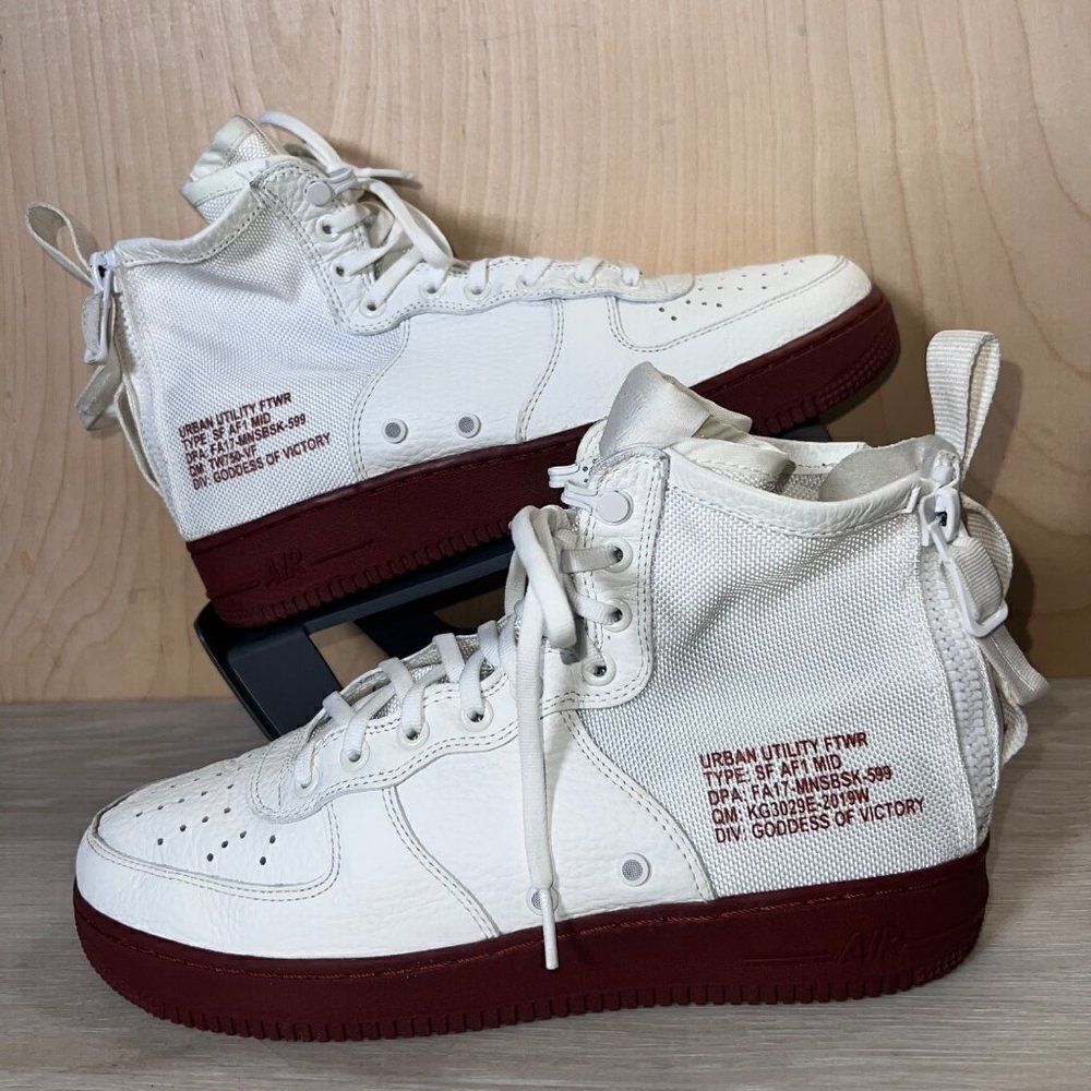 Nike SF‎ Air Force AF1 Mid "Red Ivory" 917753- 100 Men's 9